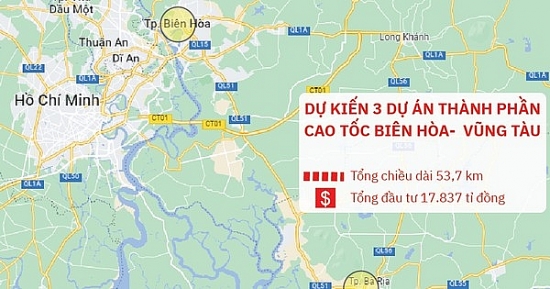 3 dự án thành phần cao tốc Biên Hòa - Vũng Tàu sắp khởi công