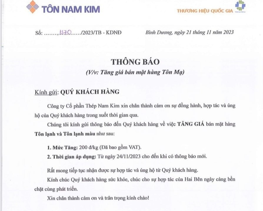 Giá sản phẩm thép, tôn mạ liên tục điều chỉnh tăng
