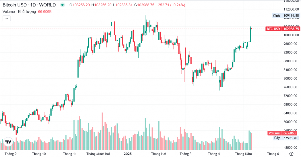 Bitcoin trở lại mốc 100.000 USD, dự báo có thể tăng gấp đôi trong năm 2025