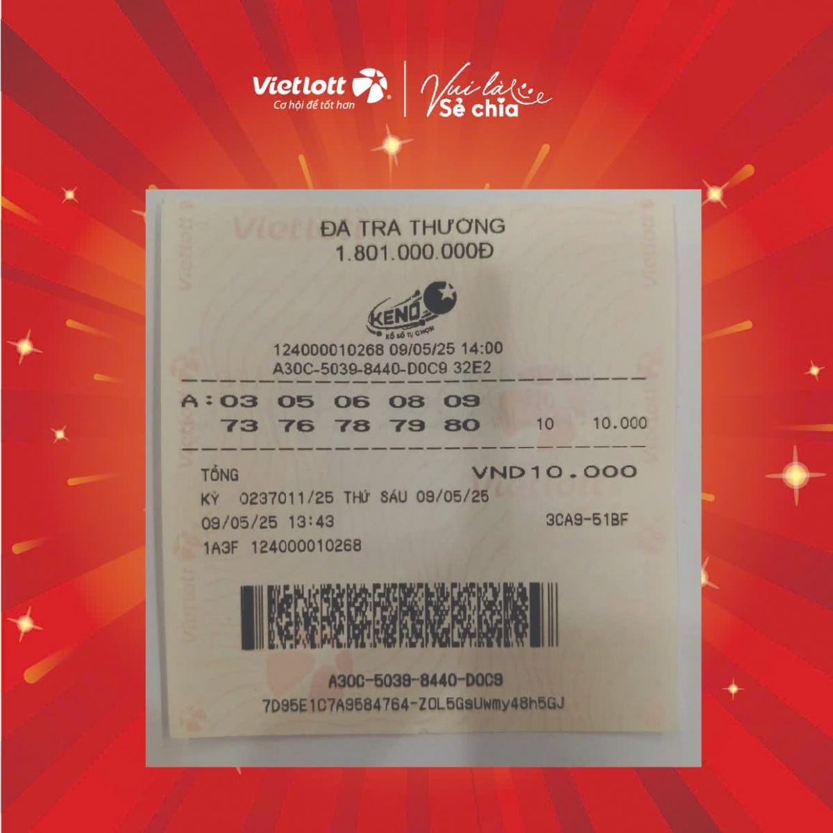Lộ mặt người đàn ông tại Hà Nội trúng xổ số Keno bậc cao nhất của Vietlott trị giá 2 tỷ đồng