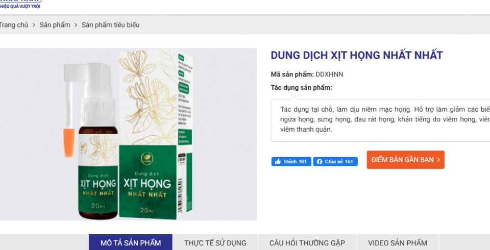 Chủ thương hiệu xịt họng Nhất Nhất bị xử phạt 200 triệu đồng vì quảng cáo gây nhầm lẫn cho khách hàng