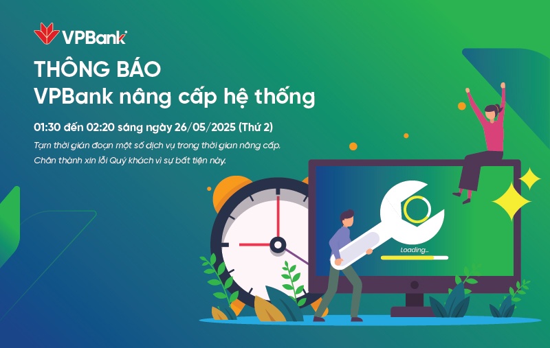VPBank (VPB) phát thông báo khẩn về việc tạm gián đoạn một số dịch vụ