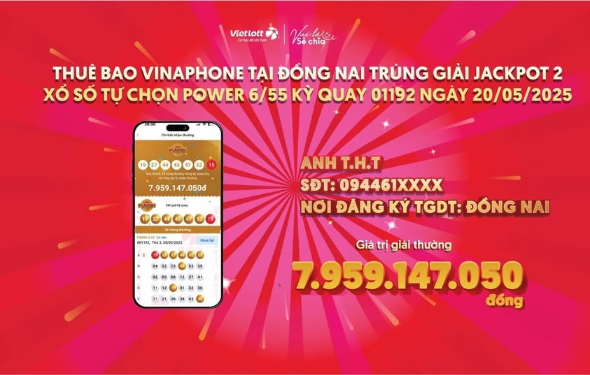 Mua đến 10 vé số mỗi ngày, người đàn ông tại Đồng Nai bất ngờ trúng Jackpot 2 trị giá 7 tỷ của Vietlott