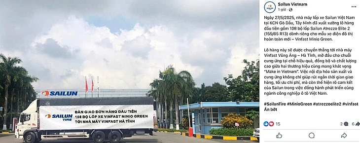 Sailun đầu tư 1,5 tỷ USD vào Việt Nam, công bố xuất xưởng lô lốp xe điện VinFast