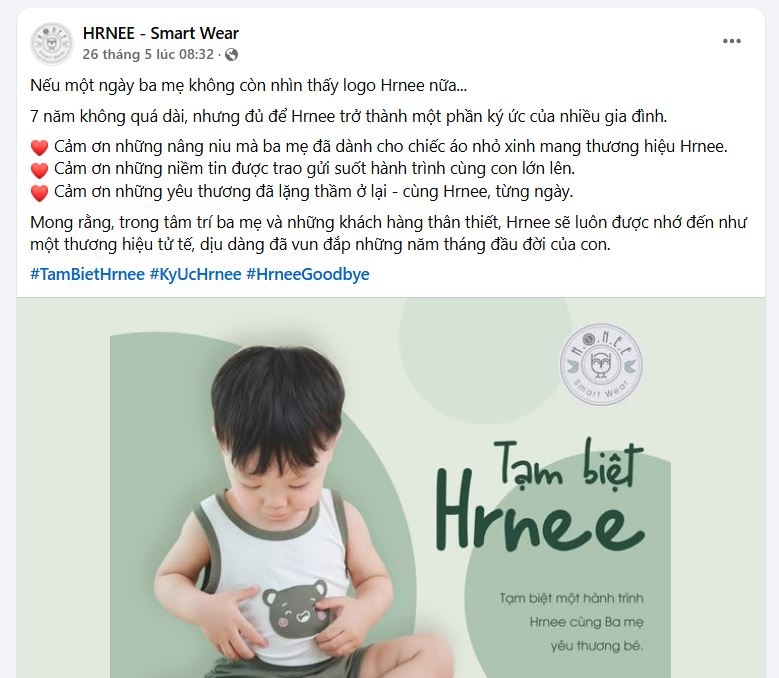 Một thương hiệu mẹ và bé vừa nói lời chia tay với khách hàng sau 7 năm hoạt động