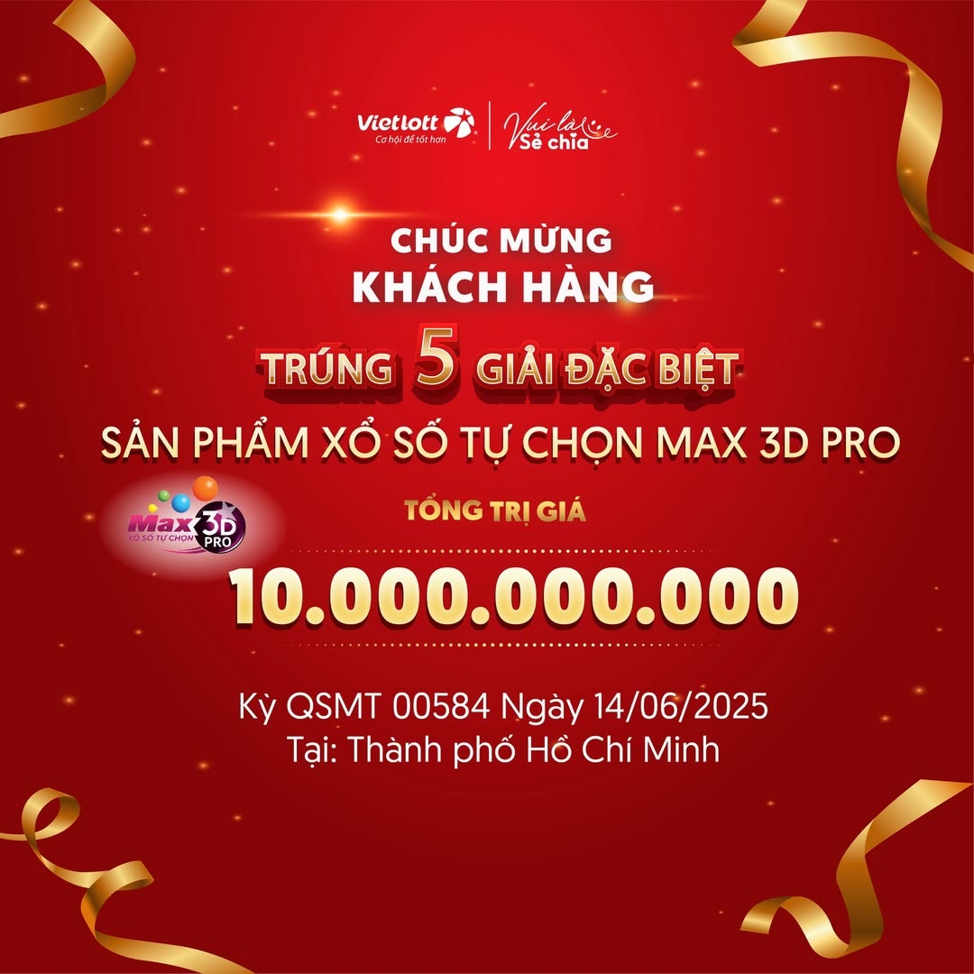 Một khách hàng bất ngờ trúng 5 giải độc đắc trị giá 10 tỷ đồng của Vietlott chỉ bằng một tờ vé số