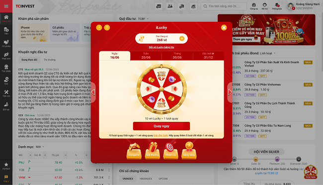 Hào ngẫu “săn 100 chỉ vàng” từ vòng quay may mắn iLucky cùng TCBS