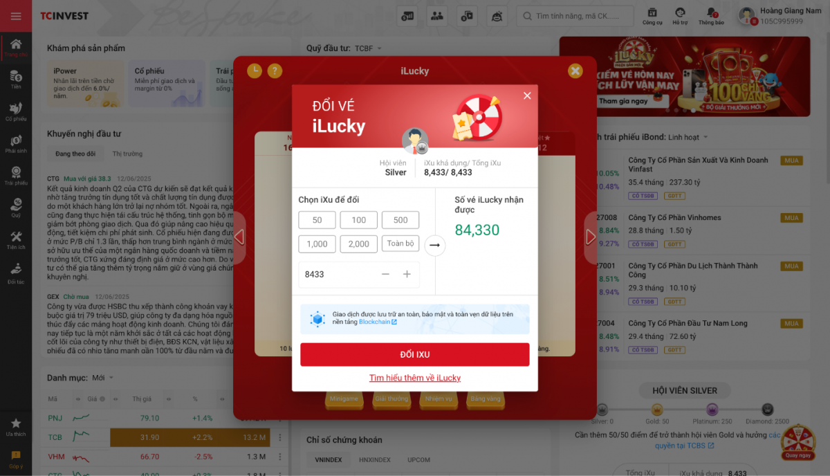 Hào ngẫu “săn 100 chỉ vàng” từ vòng quay may mắn iLucky cùng TCBS