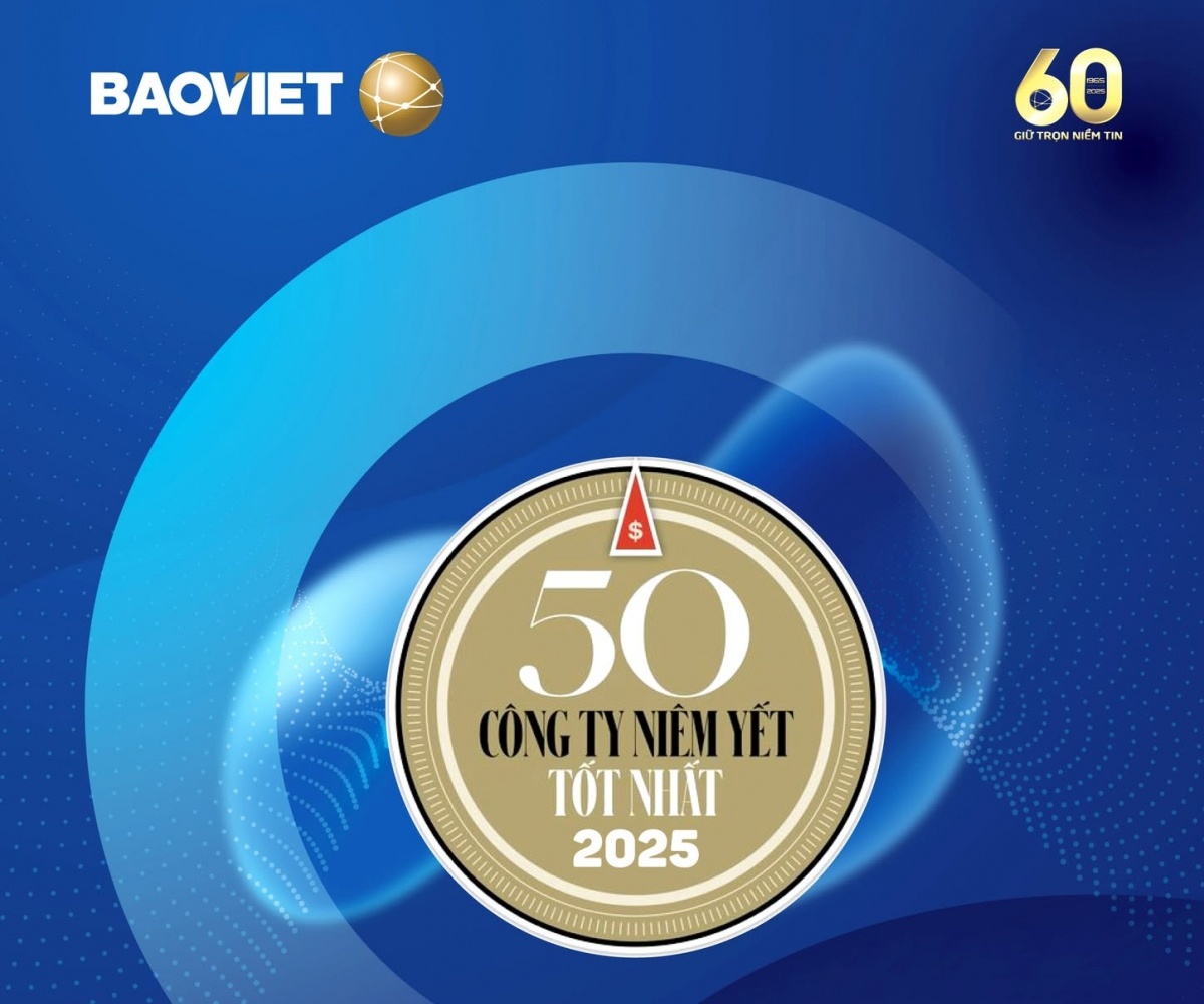 Bảo Việt - doanh nghiệp duy nhất trong ngành bảo hiểm được vinh danh liên tiếp trong “Danh sách 50 công ty niêm yết tốt nhất Việt Nam” (2013-2025)