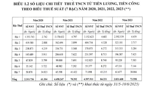 Việt Nam có bao nhiêu người nộp thuế thu nhập cá nhân ở mức cao nhất 35%?