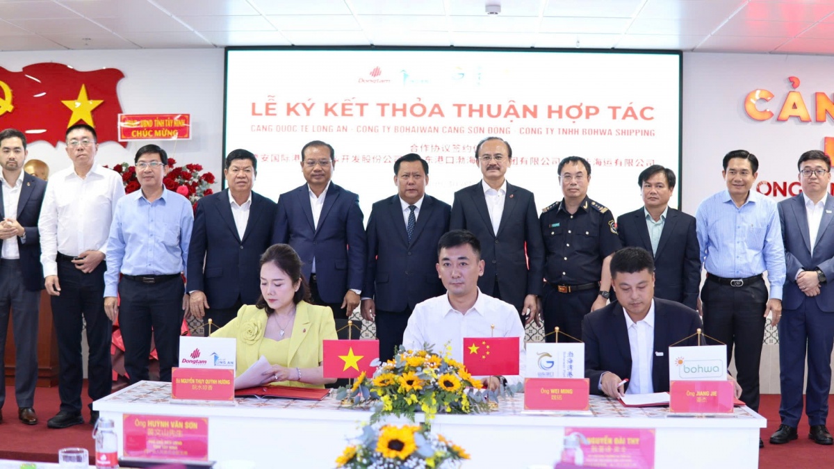 Cảng quốc tế Long An bắt tay đối tác hàng đầu Trung Quốc và hãng tàu Singapore, tạo liên minh 3 bên