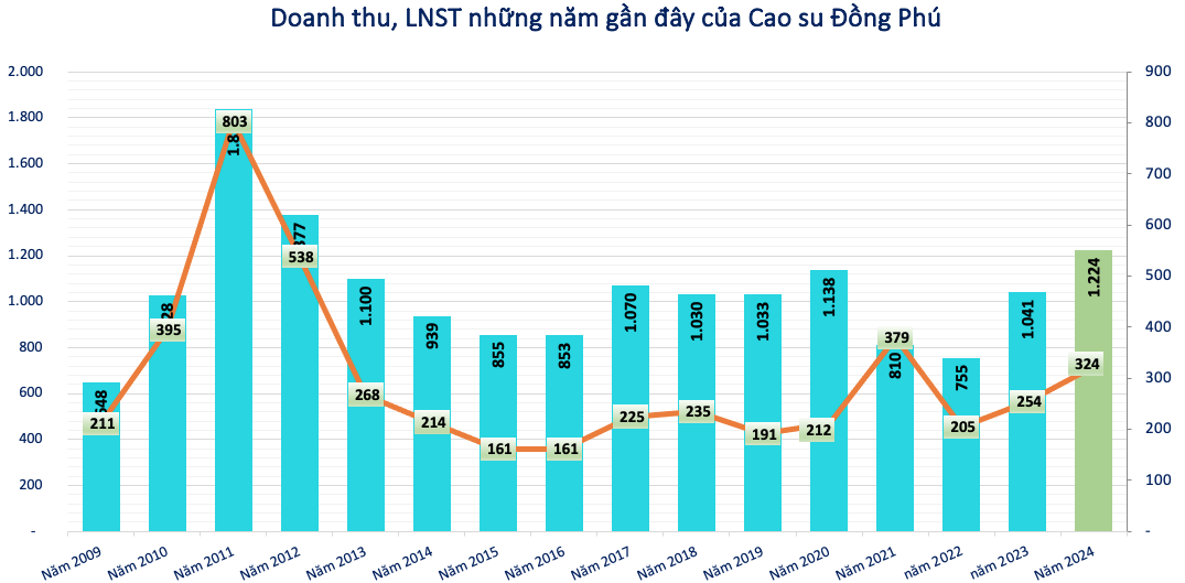 Báo lãi 324 tỷ đồng năm 2024, Cao su Đồng Phú (DPR) chốt quyền trả cổ tức tỷ lệ 20%