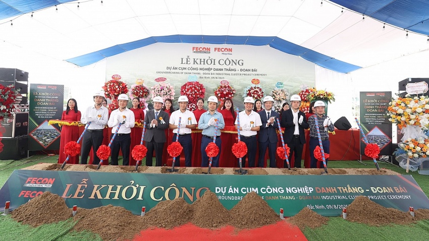 Lễ khởi công cụm công nghiệp Danh Thắng - Đoan Bái, tên thương mại FECON IP Hiệp Hòa, sáng ngày 9/8