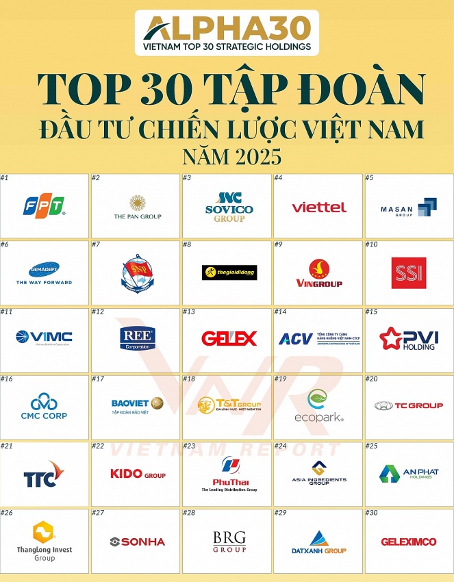 Lần đầu tiên công bố Top 30 Tập đoàn chiến lược Việt Nam: Vingroup, Viettel, Sovico, FPT cùng góp mặt