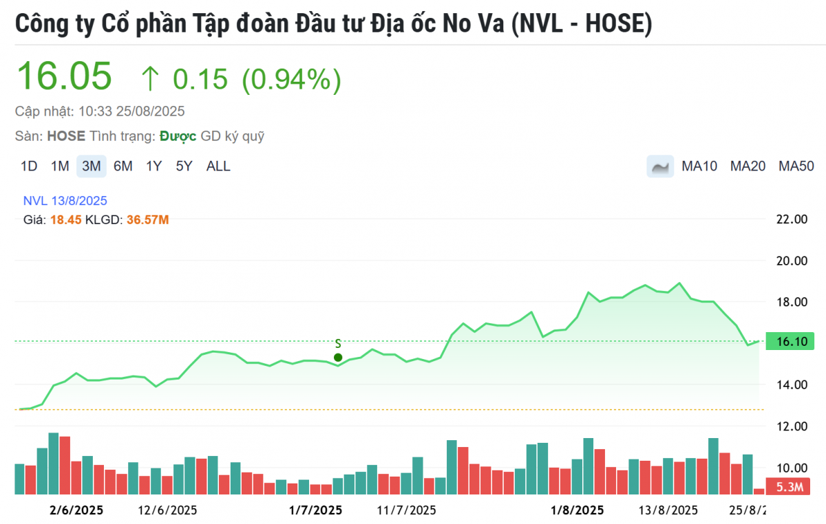 Cổ phiếu Novaland (NVL) bật tăng sau tin vui từ dự án Aqua City