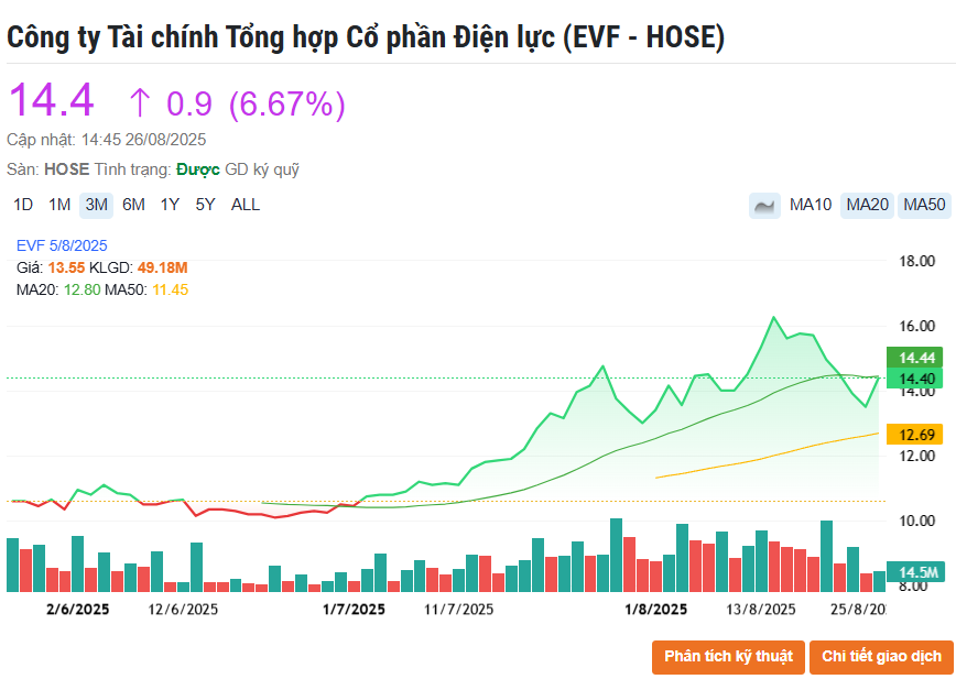 Cổ phiếu EVF tím lịm sau khi đổi tên