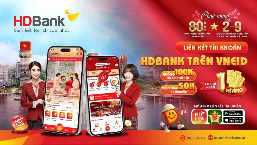Cơ hội nhận vàng SJC khi mở tài khoản HDBank và liên kết VNeID đến hết ngày 30/9