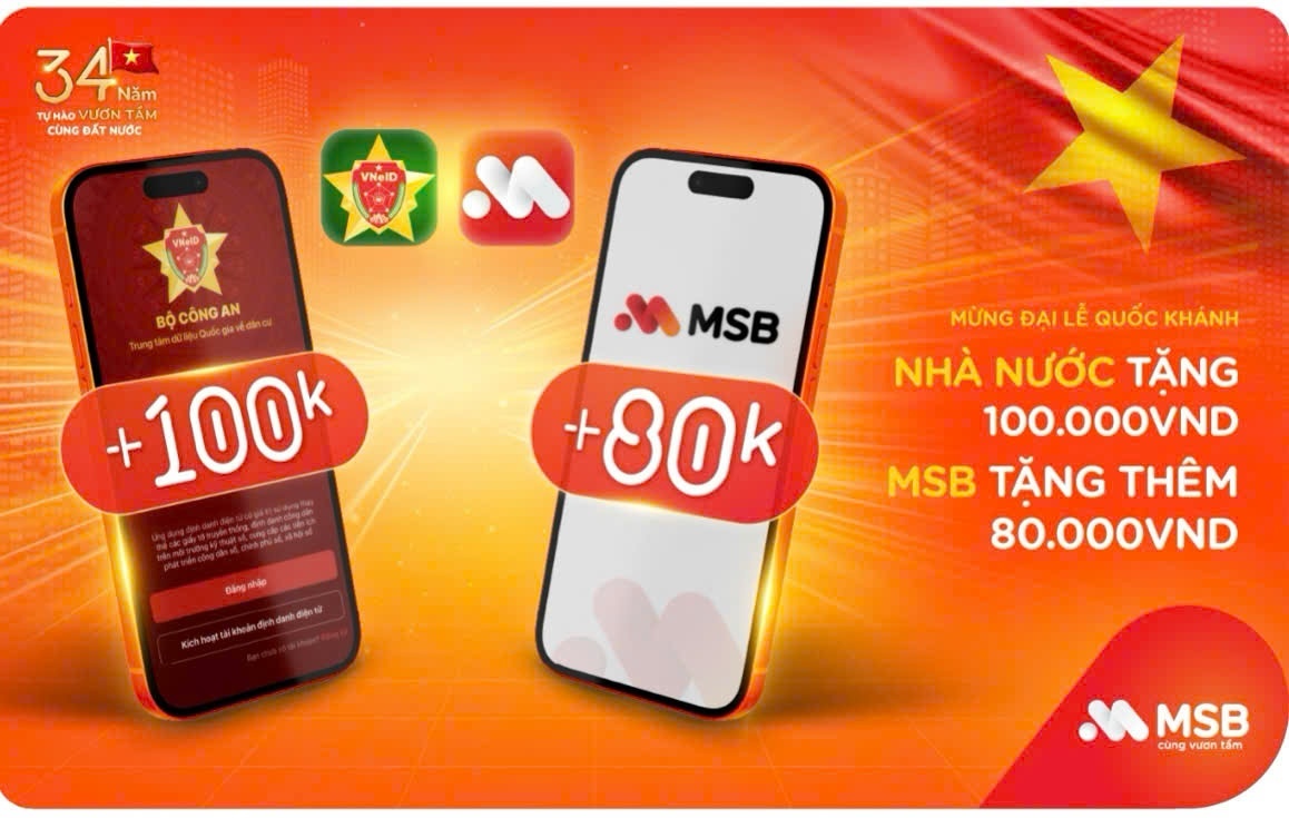 Nhận quà tới 180.000 đồng khi khách hàng liên kết VNeID cùng MSB