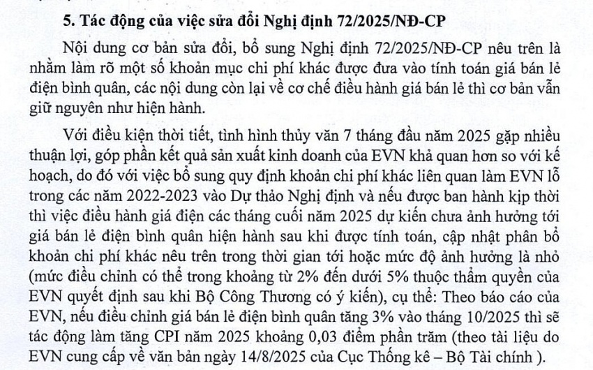 Bộ Công Thương: Đưa khoản lỗ của EVN vào chi phí dự kiến chưa ảnh hưởng giá điện, hoặc chỉ điều chỉnh từ 2-5%