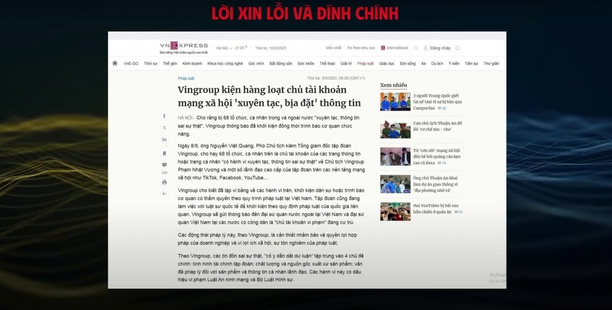 Bị Vingroup khởi kiện, nhiều tài khoản đã xóa nội dung xuyên tạc, nói lời xin lỗi vì thiếu hiểu biết