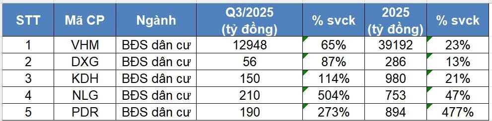 Nóng: Dự báo lợi nhuận quý III/2025 của nhiều công ty BĐS sẽ tăng bằng lần, Top 1 tăng 504%